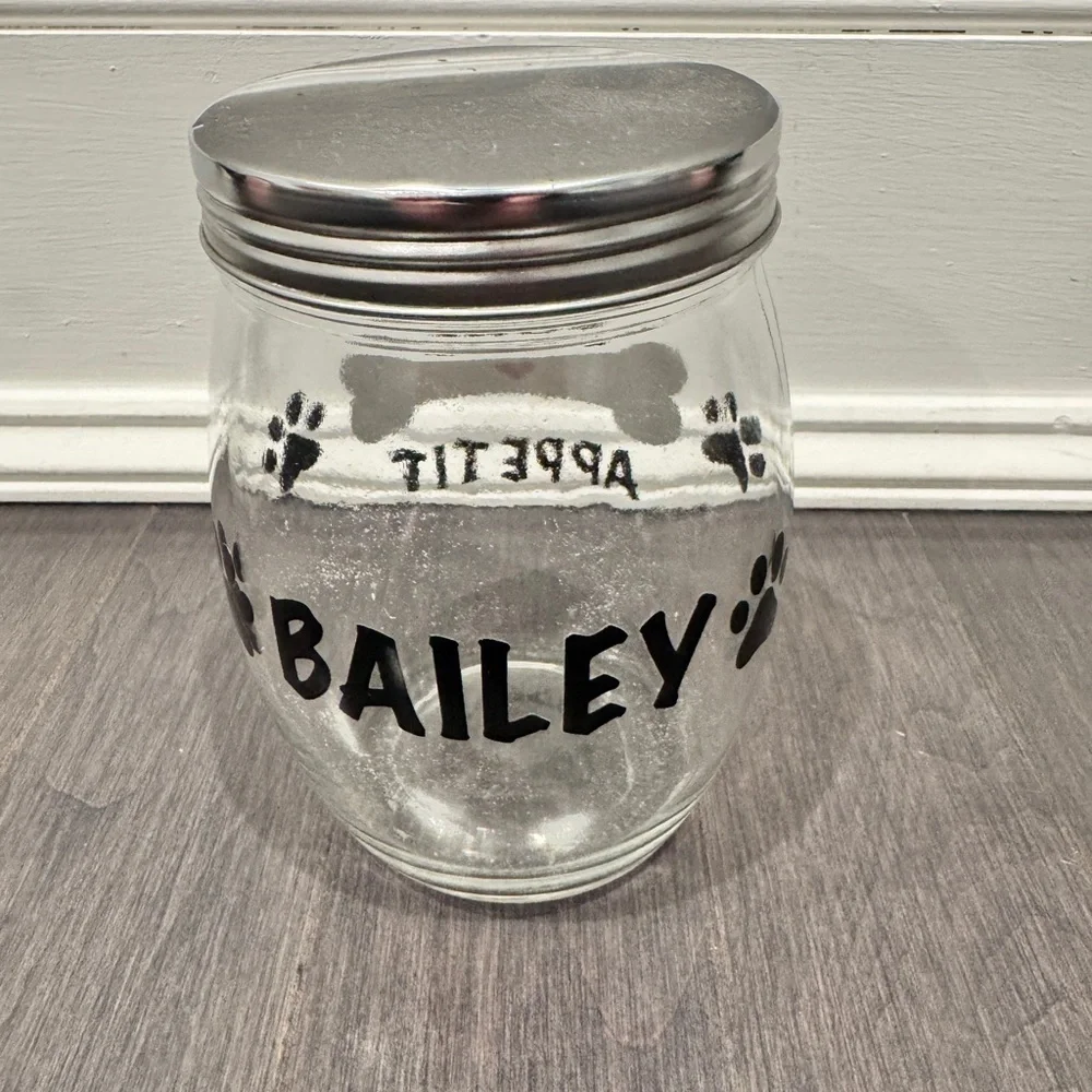 Custom Made Glass Dog Treat Jar — 